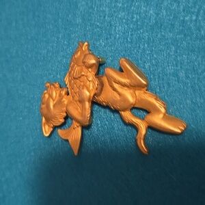 Cat and fish Brooch